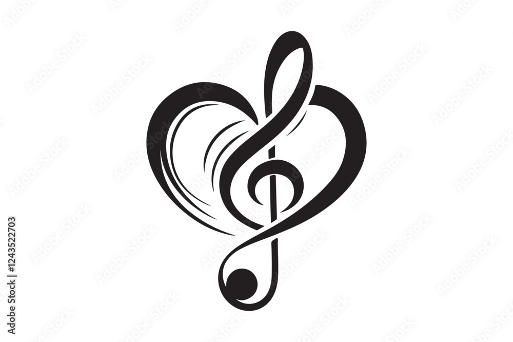 Fototapeta premium Heart music note logo