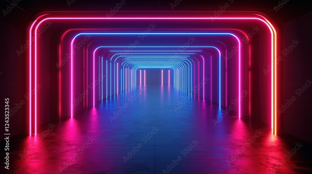 Pink and Blue Neon Tunnel Lights Abstract Background Pink and Blue Neon Tunnel Lights Abstract Background