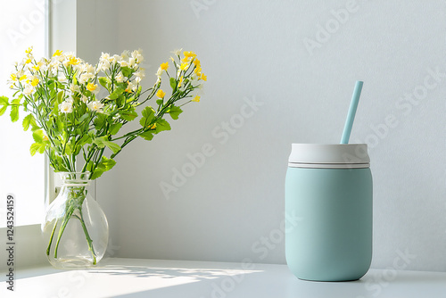 P A sleek reusable smoothie cup with a silico photo