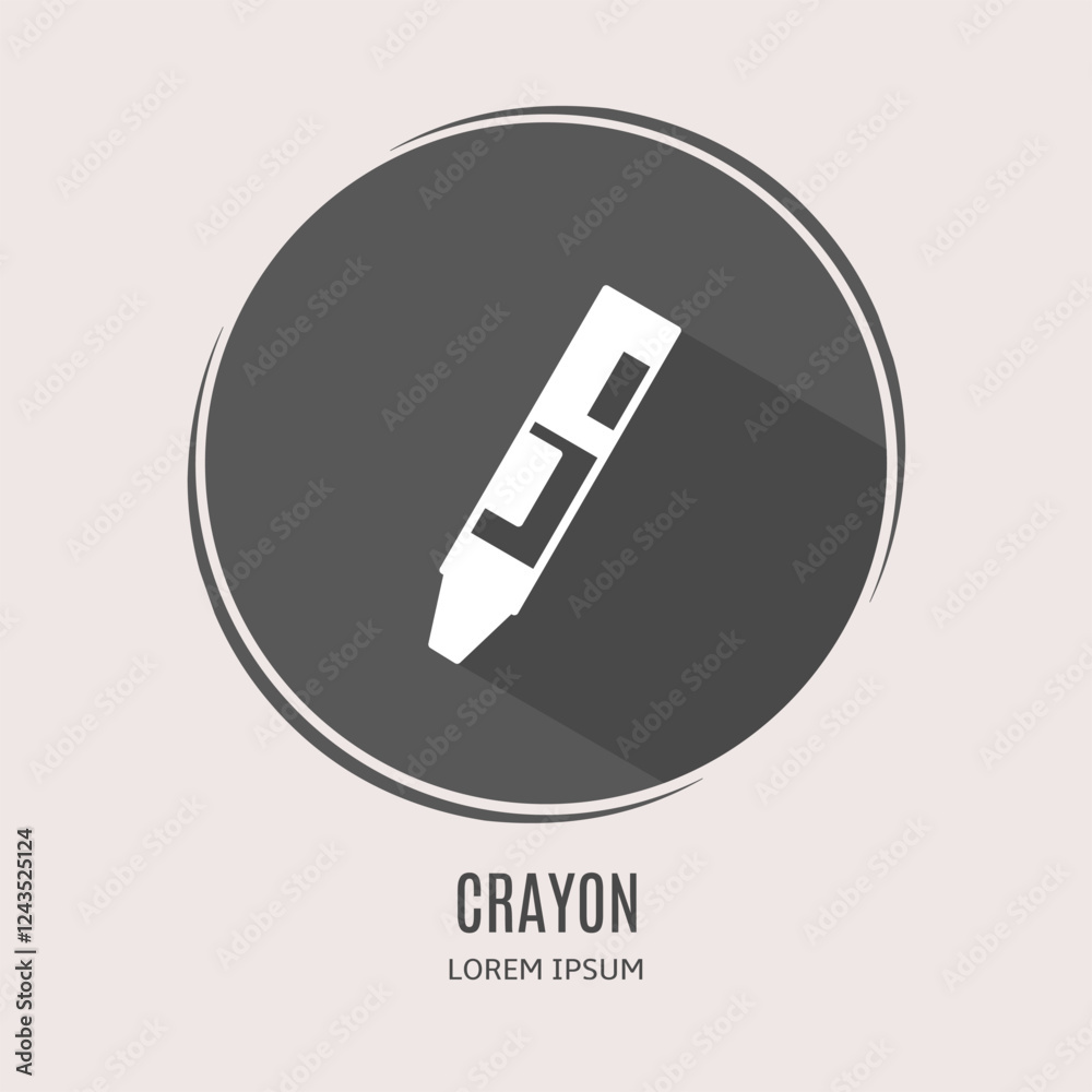 Symbol crayon logo. Illustration of crayon in flat. Stock vector. Symbol crayon logo. Illustration of crayon in flat. Stock vector.