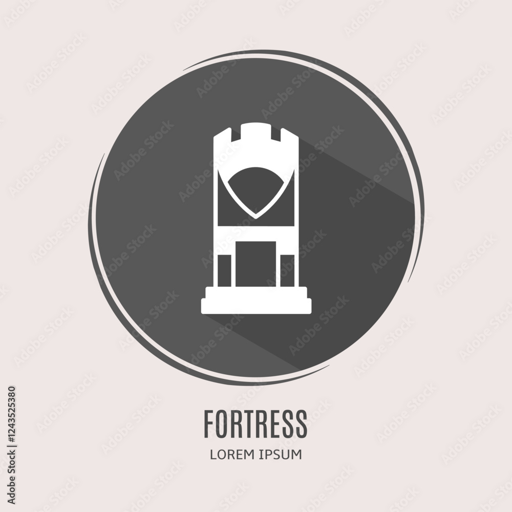 Symbol fortress logo. Illustration of fortress in flat. Stock vector. Symbol fortress logo. Illustration of fortress in flat. Stock vector.