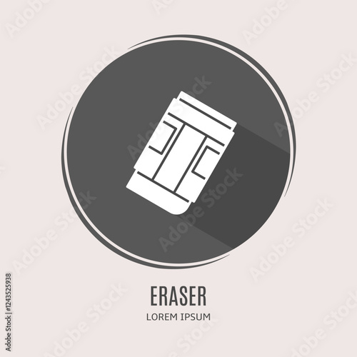 Symbol eraser logo. Illustration of eraser in flat. Stock vector.