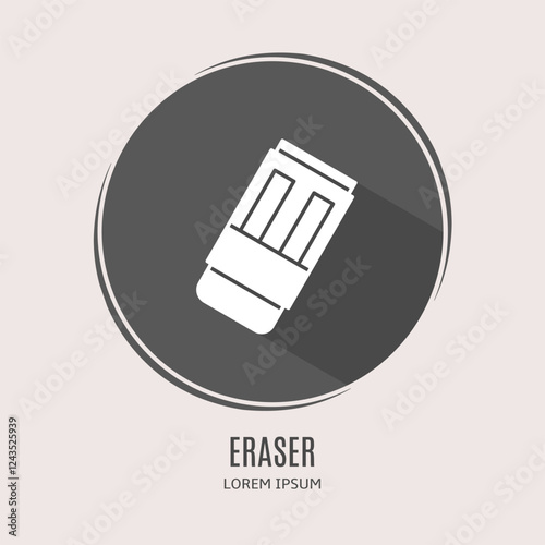 Symbol eraser logo. Illustration of eraser in flat. Stock vector.