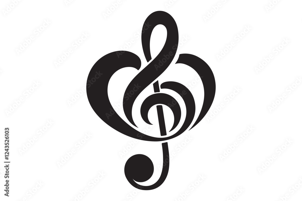 Obraz premium Heart music note logo