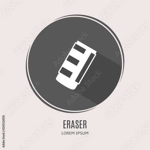 Symbol eraser logo. Illustration of eraser in flat. Stock vector.