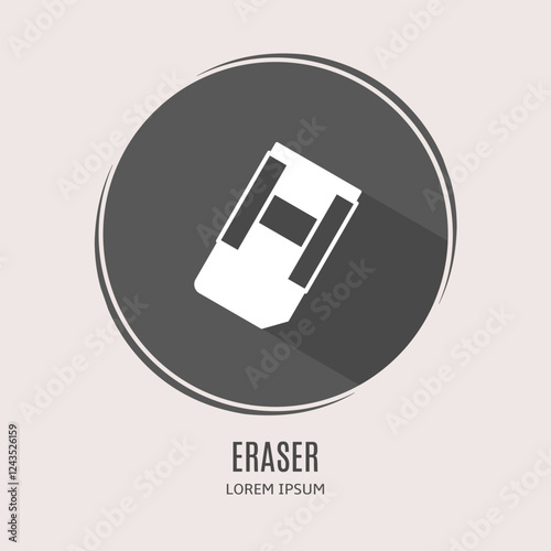 Symbol eraser logo. Illustration of eraser in flat. Stock vector.