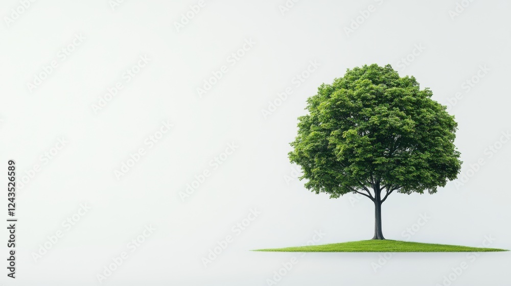 Lush Green Tree Isolated on White Background Symbolizing Nature, Growth, Life, and Serenity in Minimalist Style Lush Green Tree Isolated on White Background Symbolizing Nature, Growth, Life, and Serenity in Minimalist Style
