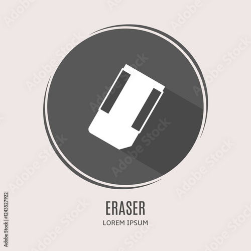 Symbol eraser logo. Illustration of eraser in flat. Stock vector.