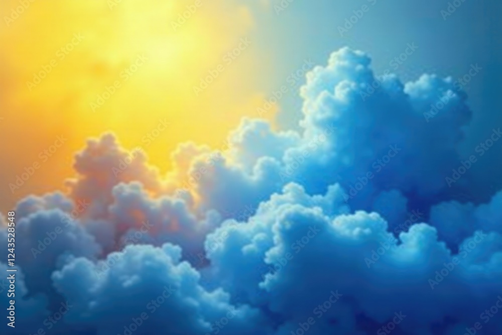 Fototapeta premium Gradient background with swirling clouds of blue mist, blue, yellow