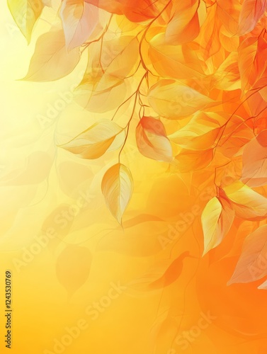 Wallpaper Mural Delicate Translucent Autumn Leaves On Branch Torontodigital.ca