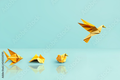 Bird flight success concept