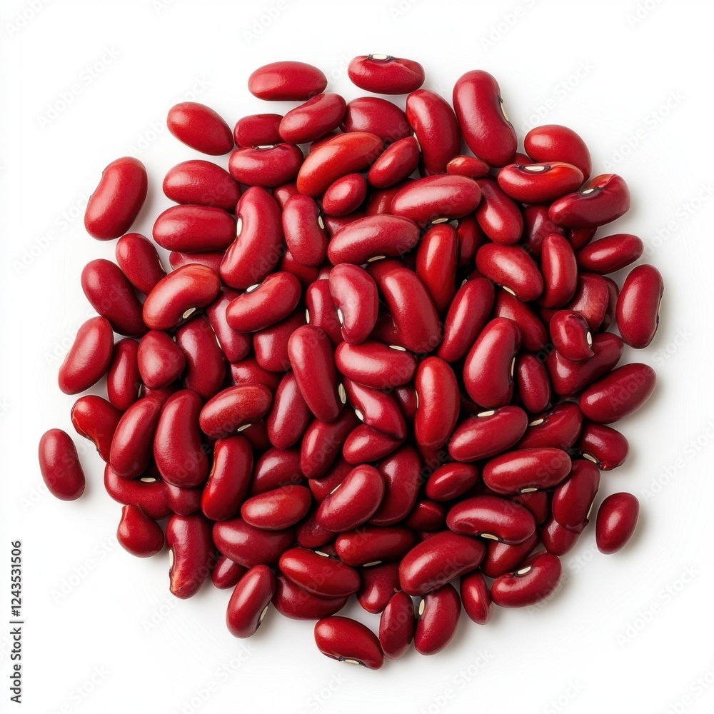 Fresh Red Kidney Beans Piled Together in a Circular Arrangement Isolated on a White Background Fresh Red Kidney Beans Piled Together in a Circular Arrangement Isolated on a White Background