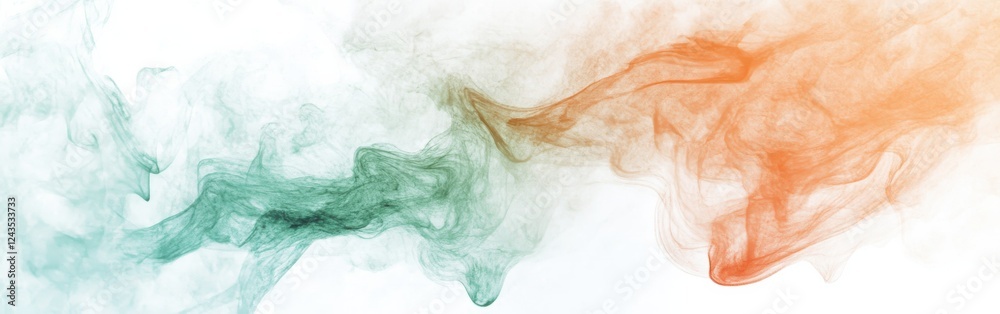 Obraz premium Muted amber and mint pencil strokes create a calming abstract composition highlighting fluid movement and color harmony