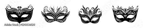Set Collection Elegant Brazilian Carnival Mask Illustration