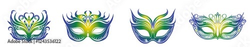 Set Collection Elegant Brazilian Carnival Mask Illustration Gradient Color