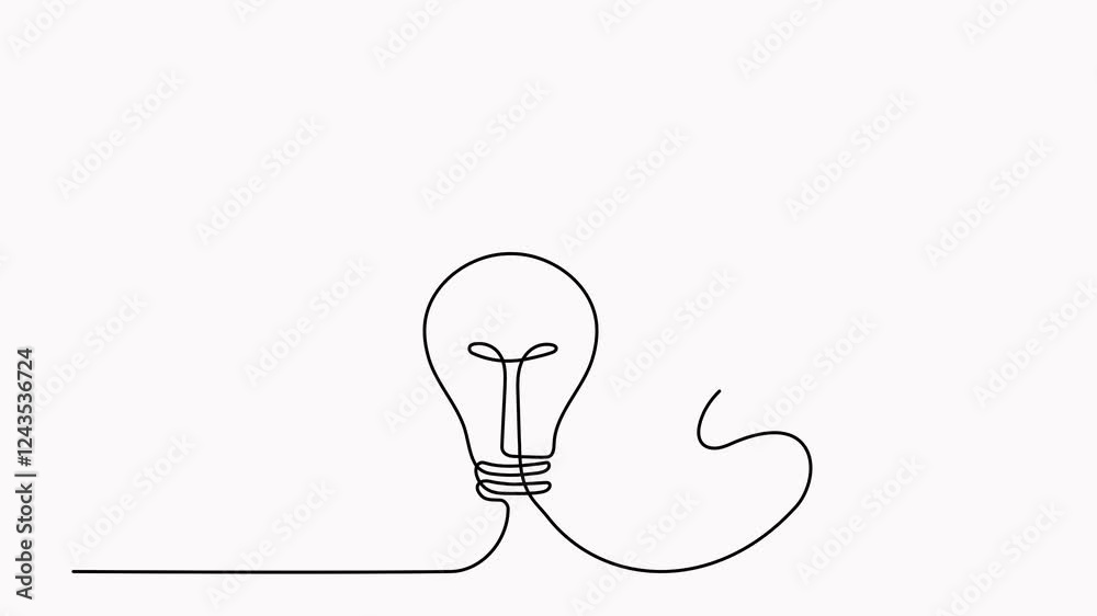 Lightbulb with flying paper plane continuous line drawing animated video. Idea conceptual symbol animation. Lightbulb with flying paper plane continuous line drawing animated video. Idea conceptual symbol animation.