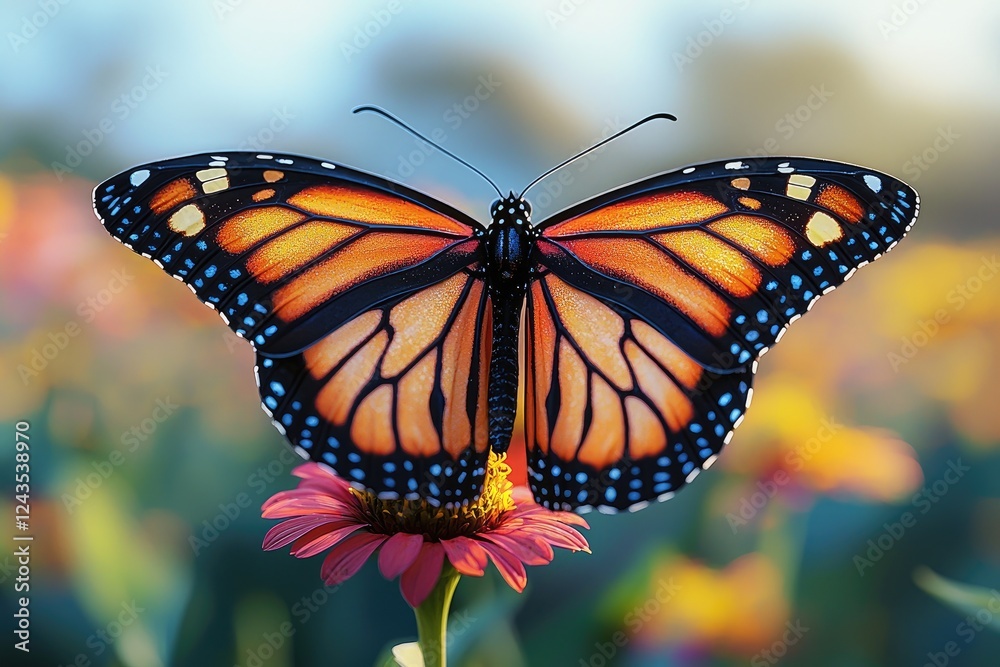 Fototapeta premium Monarch Butterfly Resting on a Pink Flower
