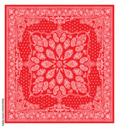 mandala enmarcado sobre fondo rojo para pañuelo
