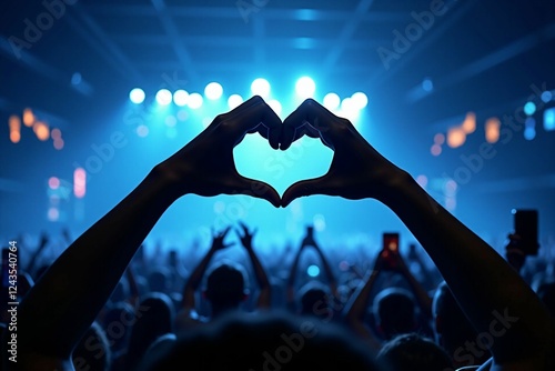 Exciting Live Concert with Fans Forming a Heart Gesture – Idol Performance and Enthusiastic Music Lovers