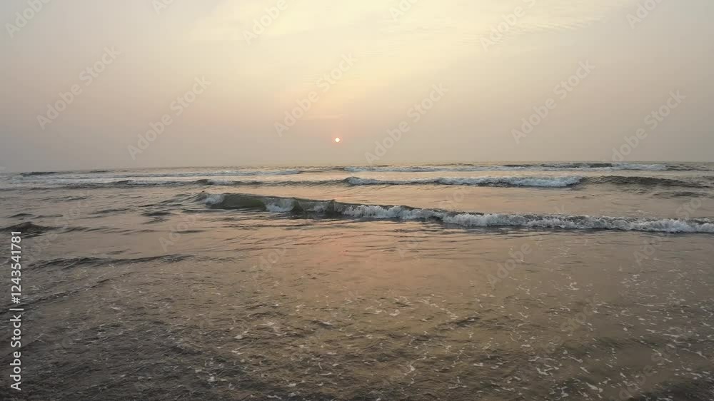 Rolling Ocean Waves At Black Sand Beach Sunset Sky Reflect On Beach Sand Rolling Ocean Waves At Black Sand Beach Sunset Sky Reflect On Beach Sand