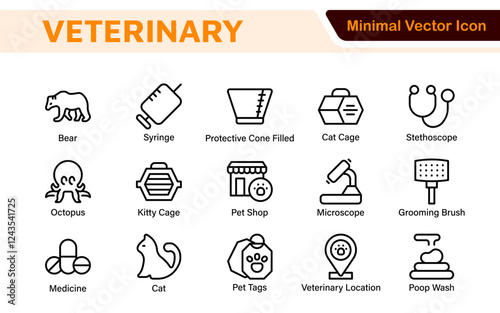 Veterinary Icon Set. A compassionate collection of icons designed for veterinary clinics and pet care services.