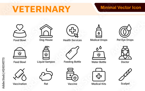 Veterinary Icon Set. A compassionate collection of icons designed for veterinary clinics and pet care services.