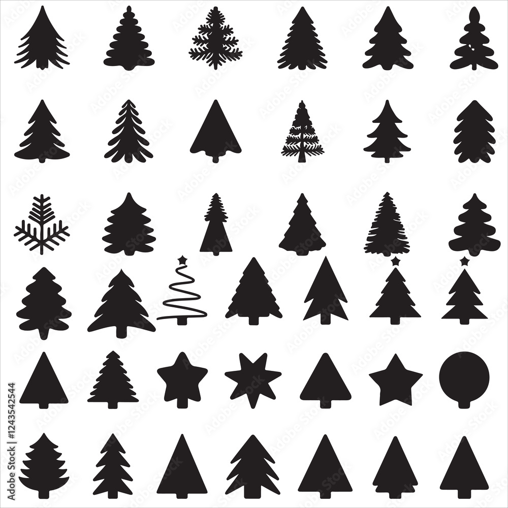 Obraz premium set of Christmas tree silhouette