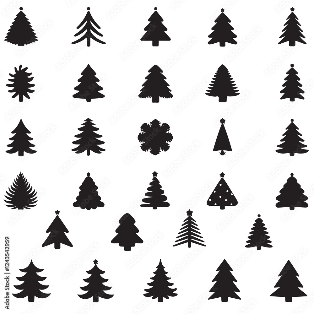 Obraz premium set of Christmas tree silhouette