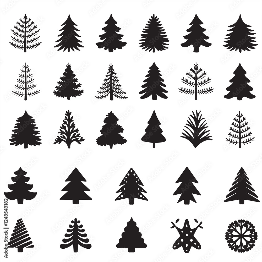 Obraz premium set of Christmas tree silhouette 