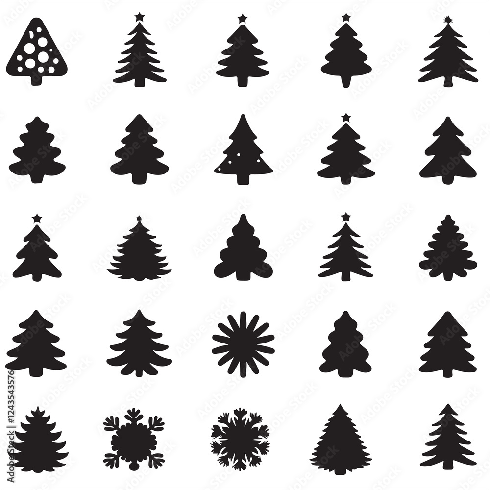 Obraz premium set of Christmas tree silhouette 
