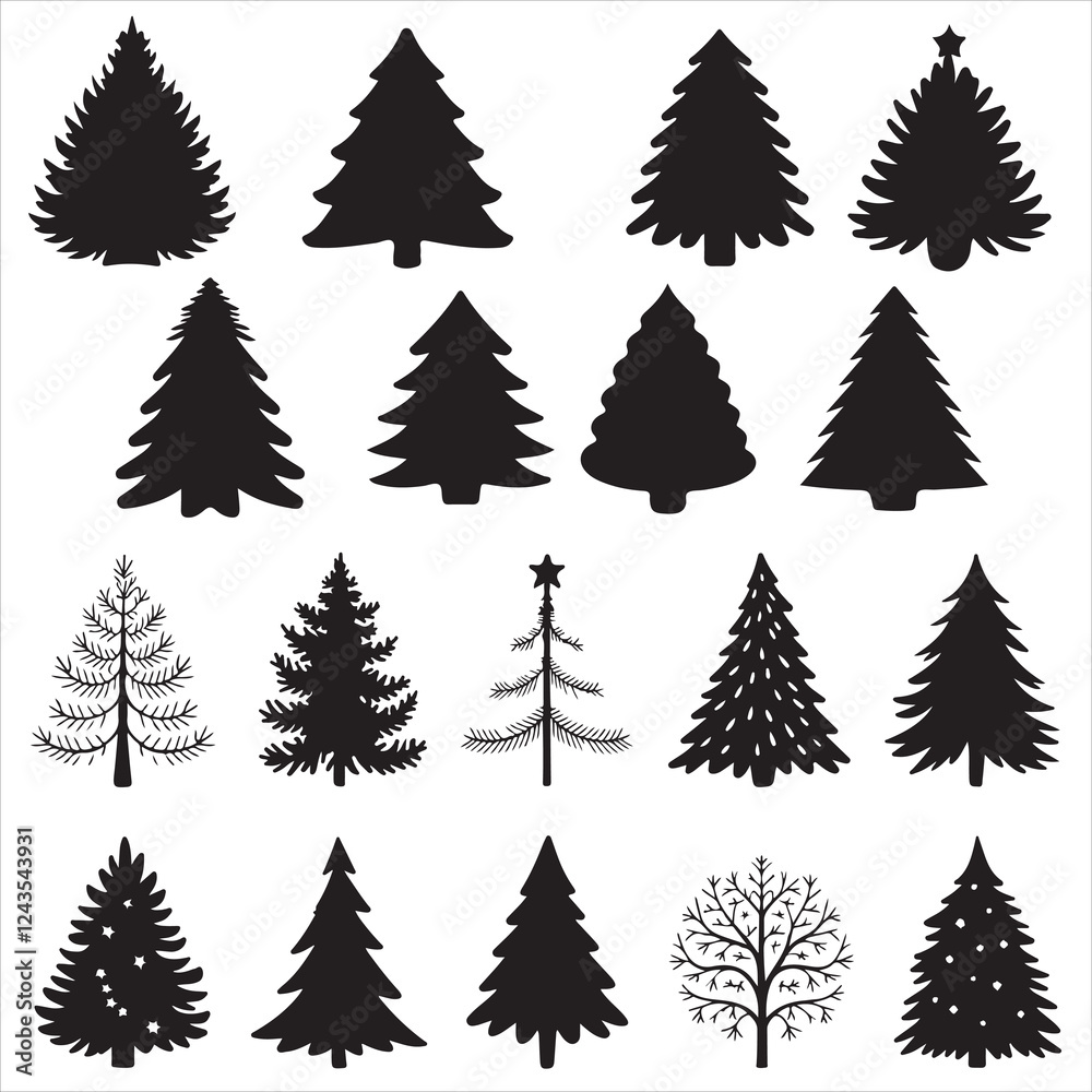 Obraz premium set of Christmas tree silhouette 
