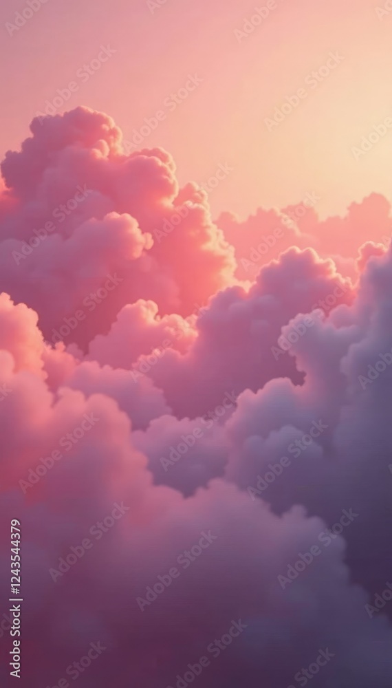 Fototapeta premium Soft pink and orange colors bleed into the fog, light, cloud