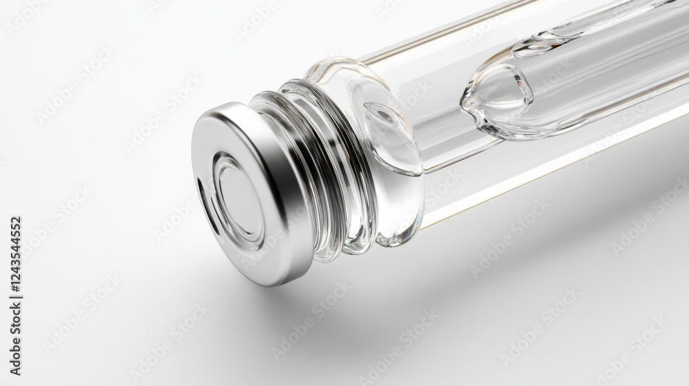 Glass Syringe visible from the top, beautiful studio background Clipping path included. Isolated on pure white. Glass Syringe visible from the top, beautiful studio background Clipping path included. Isolated on pure white.