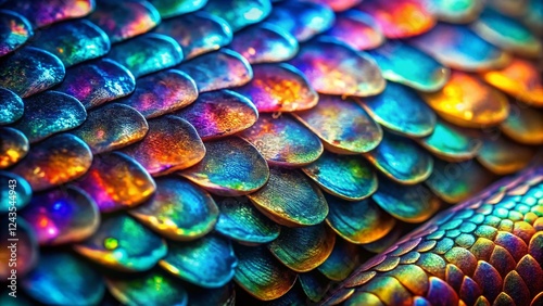 Macro Surreal Fish Scales: Textured Aquatic Skin, Nature Close-up photo