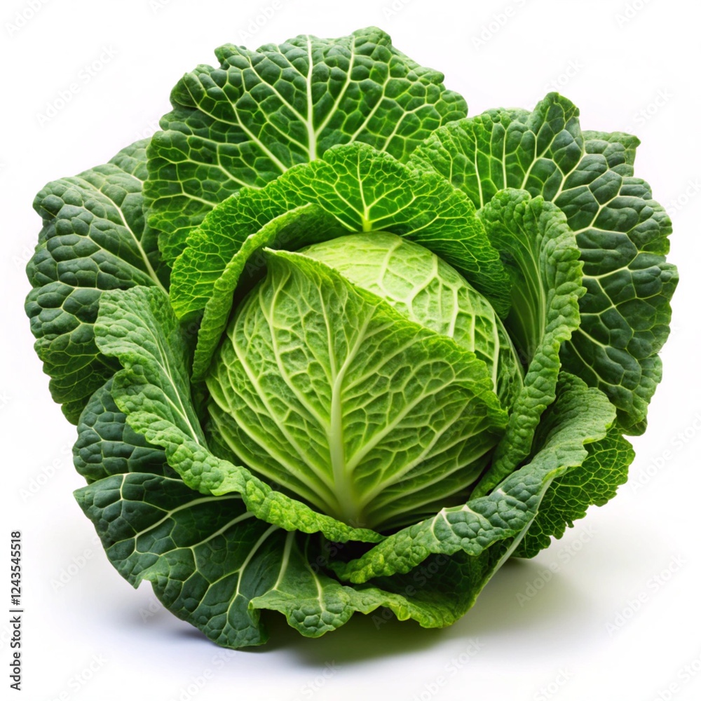 Cabbage with leaves on white background Cabbage with leaves on white background