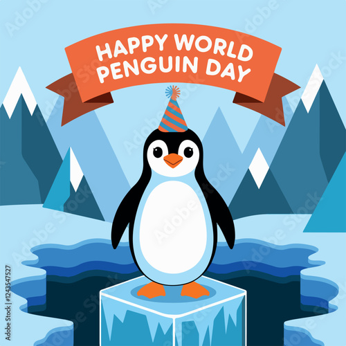 world penguin day, card, poster. vector 