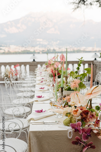 Elegant Outdoor Dinner Table by Lake Como