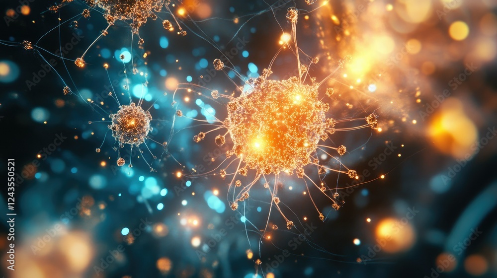 Fototapeta premium Abstract Microbiology Concept with Colorful Bacteria and Cells