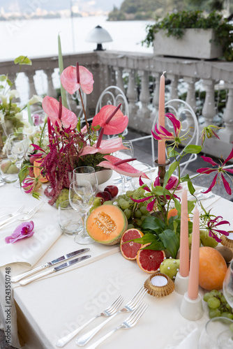 Elegant Outdoor Dinner Table by Lake Como