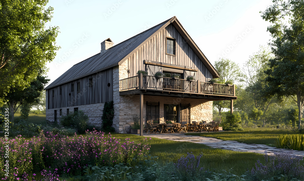 Rustic Barn Conversion with a Hayloft Balcony, Blending Traditional Charm and Modern Living Rustic Barn Conversion with a Hayloft Balcony, Blending Traditional Charm and Modern Living