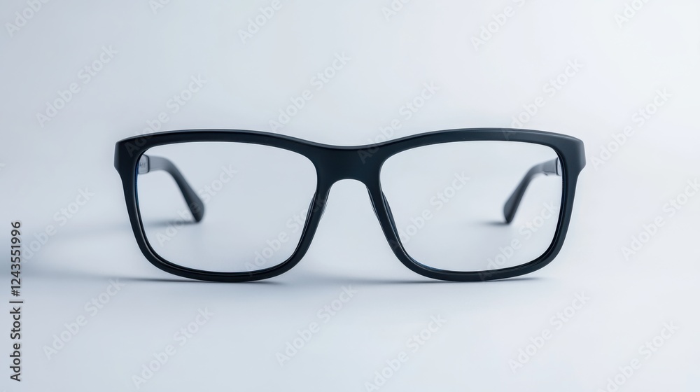 Clear Glasses on a Minimalist Background with a Soft Focus for Vision Correction or Fashion Accessories Clear Glasses on a Minimalist Background with a Soft Focus for Vision Correction or Fashion Accessories