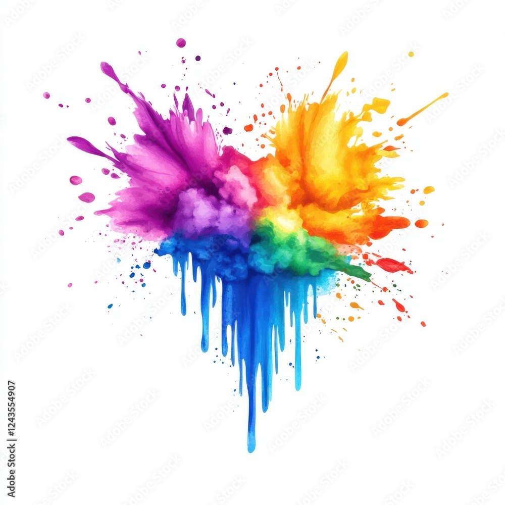Fototapeta premium Colorful Explosion of Paint in Vivid Hues Creating an Artistic and Energetic Abstract Background