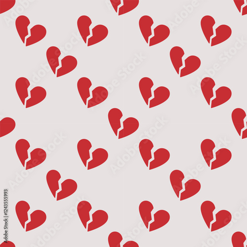 Broken Red Heart seamless pattern vector heartbreak background