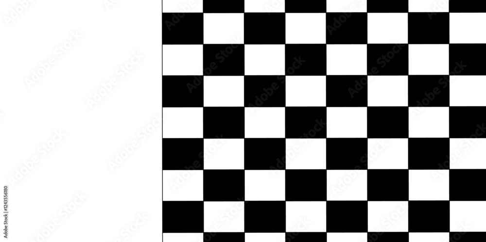 Fototapeta premium Black and white checkered pattern background vector presentation design. Chess design or race flag, black and white fabric cloth is waving. Wavy monochrome background. square checker tablecloth.