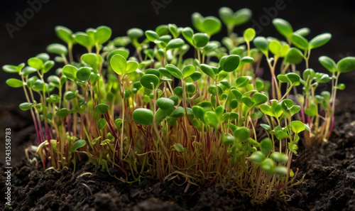 Wallpaper Mural Microgreens macro on black background. Healthy food ingredient Torontodigital.ca