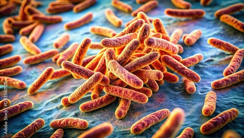 Mycobacterium tuberculosis bacteria on a tissue surface, laboratory, research,  laboratory, research, mycobacterium photo