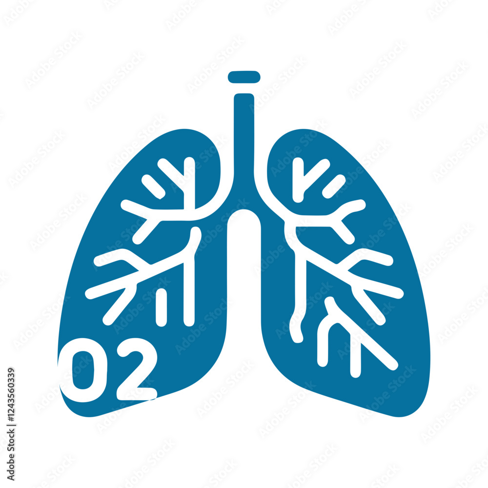 blue human lung flat style vector icon illustration. blue human lung flat style vector icon illustration.
