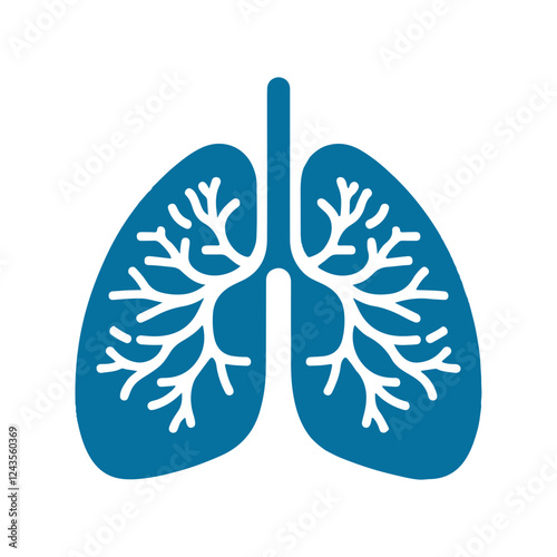 blue human lung  flat style vector icon illustration.