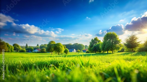 Miniature Greensward Under a Bright Summer Sky - Tilt-Shift Photography