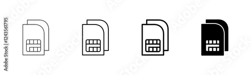 Sim card icon vector isolated on white background. Mobile sim icon. Mobile cellular phone sim card chip.